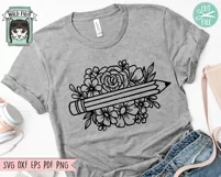 Teacher Gift SVG, Teacher Shirt SVG, Teacher Pencil SVG Product Image 2