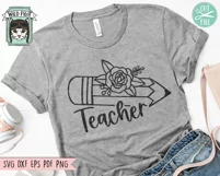 Teacher Pencil SVG, Teacher Gift SVG, Teacher Shirt SVG Product Image 2