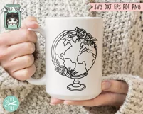 Floral Globe SVG, Flower Globe SVG, Travel SVG, Adventure Product Image 2