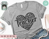 Heart SVG, Teacher Gift SVG, Teacher Shirt SVG, Leopard SVG Product Image 2