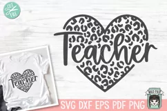 Heart SVG, Teacher Gift SVG, Teacher Shirt SVG, Leopard SVG Product Image 1