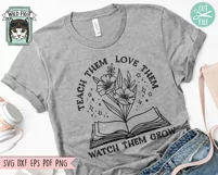 Book SVG, Floral Teacher Shirt SVG, Reading SVG, Flower SVG Product Image 2