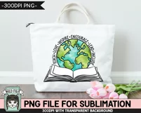 Teachers Love Inspire PNG Sublimation, Earth PNG, Book PNG Product Image 3