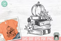 Halloween Flower Book Lover SVG, Floral Pumpkin Book SVG Product Image 1