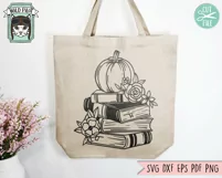 Halloween Flower Book Lover SVG, Floral Pumpkin Book SVG Product Image 3