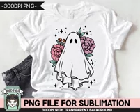 Floral Ghost PNG Sublimation Design, Halloween PNG File Product Image 2