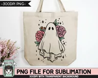Floral Ghost PNG Sublimation Design, Halloween PNG File Product Image 3