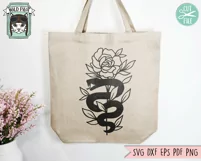 Flower Snake SVG, Floral Snake SVG, Reptile SVG, Tattoo SVG Product Image 2