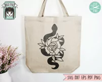 Floral Snake SVG, Flower Snake SVG, Reptile SVG, Tattoo SVG Product Image 2