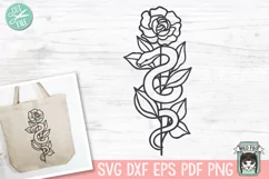 Floral Snake SVG, Flower Snake SVG, Tattoo SVG, Reptile SVG Product Image 1