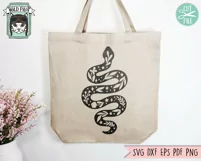 Snake SVG, Tattoo SVG, Reptile SVG, Leaves SVG, Mystical SVG Product Image 2