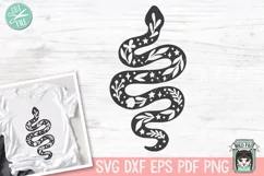 Snake SVG, Tattoo SVG, Reptile SVG, Leaves SVG, Mystical SVG Product Image 1