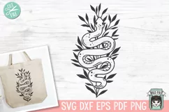 Snake SVG, Reptile SVG, Leaves SVG, Tattoo SVG, Mystical SVG Product Image 1
