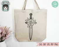 Floral Sword SVG, Flower Sword SVG, Mystical, Medieval SVG Product Image 2