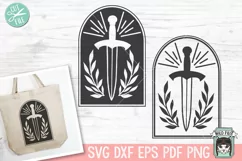 Sword SVG, Sword PNG, Medieval SVG, Mystical SVG, Leaves SVG Product Image 1
