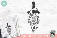 Floral Sword SVG, Snake SVG, Reptile SVG, Flower Sword SVG Product Image 1