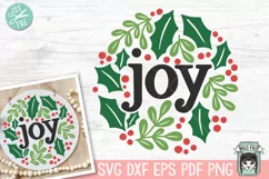 Joy SVG, Christmas Wreath SVG, Round Sign SVG, Xmas SVG Product Image 1