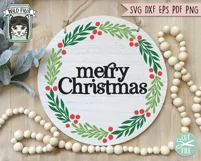 Merry Christmas Sign SVG, Happy Holidays SVG, Winter SVG Product Image 2