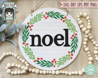 Christmas Sign SVG, Noel SVG, Winter SVG, Round Sign SVG Product Image 2