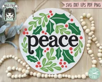 Christmas Sign SVG, Peace SVG, Round Sign SVG, Winter SVG Product Image 2
