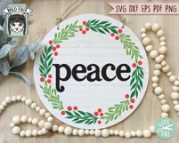 Christmas Sign SVG, Peace SVG, Winter SVG, Round Sign SVG Product Image 2