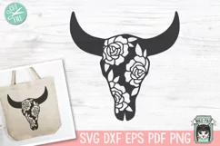 Flower Cow Skull SVG, Bull Skull SVG, Animal Skull SVG Product Image 1