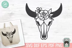 Flower Cow Skull SVG, Animal Skull SVG, Bull Skull SVG Product Image 1