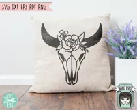 Flower Cow Skull SVG, Animal Skull SVG, Bull Skull SVG Product Image 2