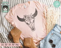 Flower Cow Skull SVG, Animal Skull SVG, Bull Skull SVG Product Image 3
