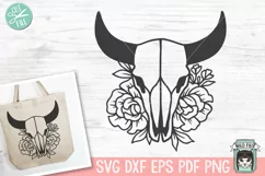 Floral Cow Skull SVG, Animal Skull SVG, Bull Skull SVG Product Image 1