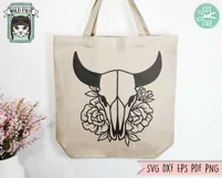 Floral Cow Skull SVG, Animal Skull SVG, Bull Skull SVG Product Image 3