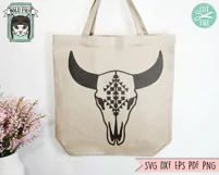 Mystical Cow Skull SVG, Bull Skull, Animal Skull, Geometric Product Image 2