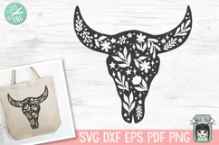 Cow Skull SVG, Bull Skull, Mystical, Leaves, Animal Skull Product Image 1