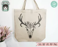 Flower Deer Skull SVG, Floral Animal Skull SVG, Boho SVG Product Image 3