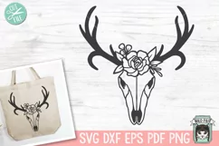 Flower Deer Skull SVG, Floral Animal Skull SVG, Boho SVG Product Image 1