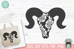 Flower Ram Skull SVG, Floral Ram Skull SVG, Animal Skull SVG Product Image 1