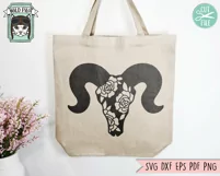 Flower Ram Skull SVG, Floral Ram Skull SVG, Animal Skull SVG Product Image 2