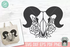 Flower Ram Skull SVG, Animal Skull SVG, Floral Ram Skull SVG Product Image 1
