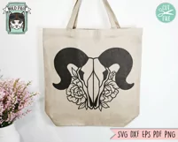 Flower Ram Skull SVG, Animal Skull SVG, Floral Ram Skull SVG Product Image 2