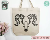 Ram Skull SVG, Animal Skull SVG, Mystical SVG, Leaves SVG Product Image 2