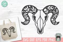 Ram Skull SVG, Animal Skull SVG, Mystical SVG, Leaves SVG Product Image 1