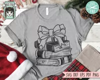 Christmas SVG, Books SVG, Reading SVG, Teacher Shirt SVG Product Image 2