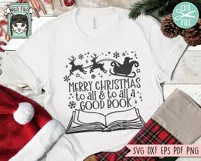 Merry Christmas SVG, Books SVG, Santa SVG, Teacher Shirt SVG Product Image 2
