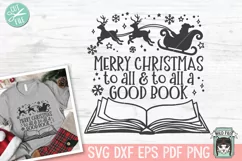 Merry Christmas SVG, Books SVG, Santa SVG, Teacher Shirt SVG Product Image 1