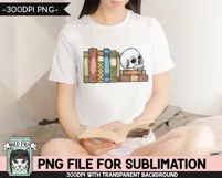 Book Lover SUBLIMATION PNG, Reading PNG, Halloween Skull PNG Product Image 3