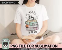Book Lover SUBLIMATION PNG, Read PNG, Halloween Skull PNG Product Image 2