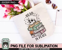 Book Lover SUBLIMATION PNG, Read PNG, Halloween Skull PNG Product Image 3