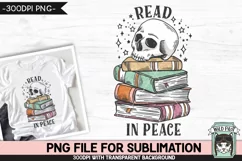 Book Lover SUBLIMATION PNG, Read PNG, Halloween Skull PNG Product Image 1