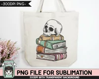 Book Lover SUBLIMATION PNG, Halloween Skull PNG, Reading PNG Product Image 4