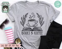 Books and Coffee SVG, Coffee Lover SVG, Books Lover SVG Product Image 2